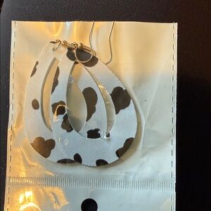 Cow Print Teardrop Earrings